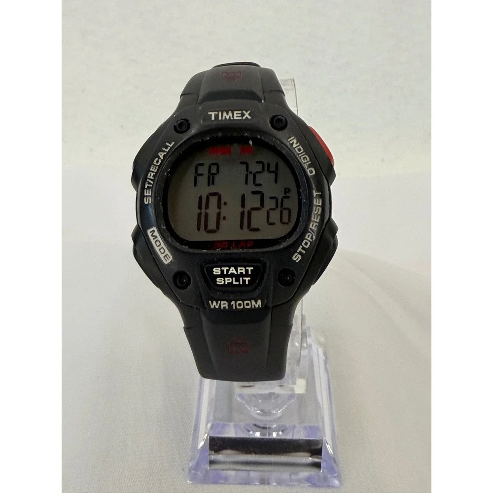 Timex Ironman Triathlon Watch Black Digital 30 Lap Indiglo WR 100M 170 U5